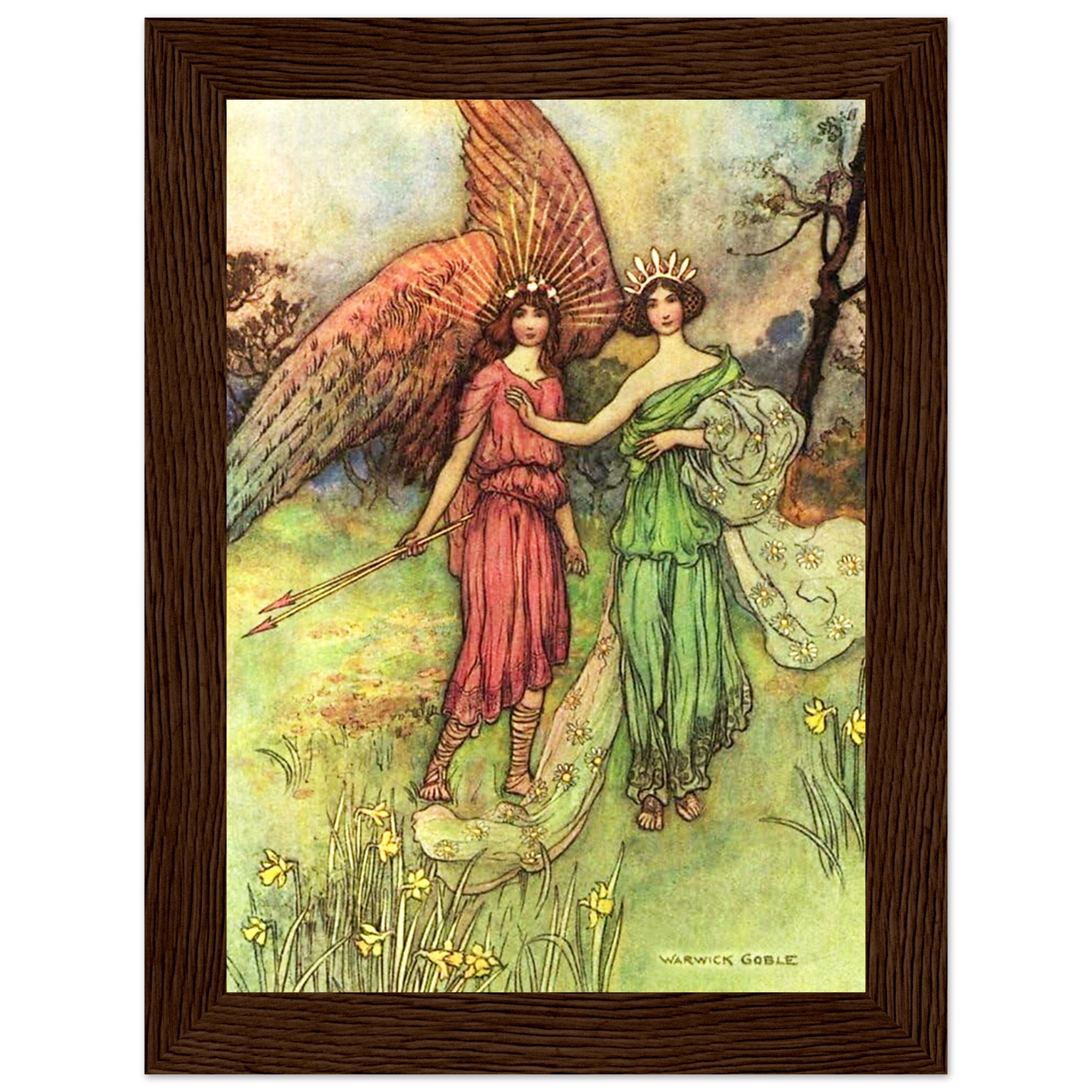 ‘Angel and Fairy’ 5 x 7 Wooden Framed Print