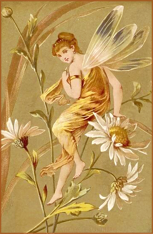Six Golden Fairy French Trade Cards